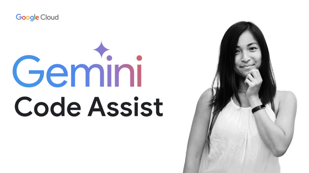 Gemini Code Assist AI coding assistant interface in Visual Studio Code,Gemini Code Assist AI tool suggesting code completion and test generation in VS Code,Gemini Code Assist AI code review suggestions in a GitHub Pull Request